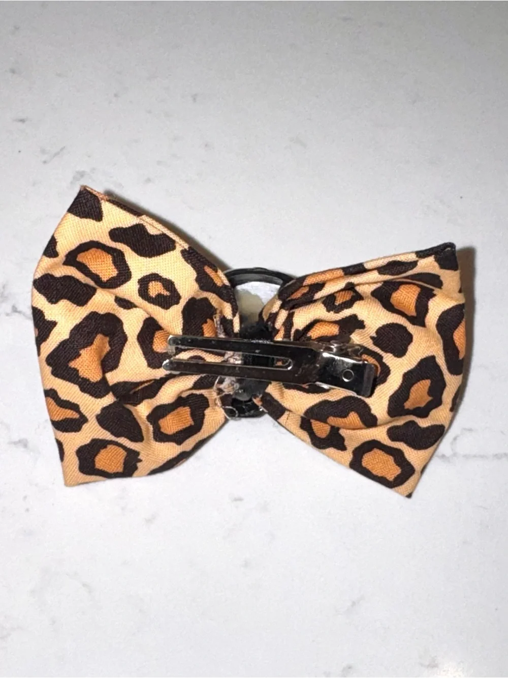 Kids Leopard Print Bow Hair Clip with Black Darth Vader Accent